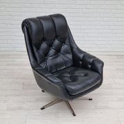 Fauteuil en cuir pivotant danois vintage