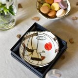 White and brown designer ceramic bowl