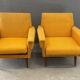 Pair of retro armchairs mid-century upholstered lounge chairs, Central European, mid-20th century