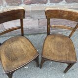 Paire de chaises de brasserie bois courbé