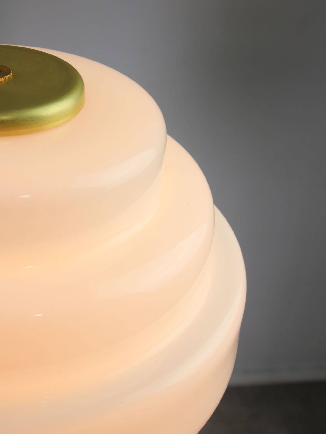 Mid-Century Italian Brass and Opaline Glass Pendant Lamp