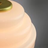 Mid-Century Italian Brass and Opaline Glass Pendant Lamp