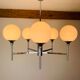 Lustre 5 globes chrome et opaline 1970