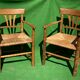 Pair german bobbin turned side chairs with rush seat