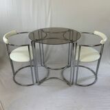 Chrome table and two modernist chairs