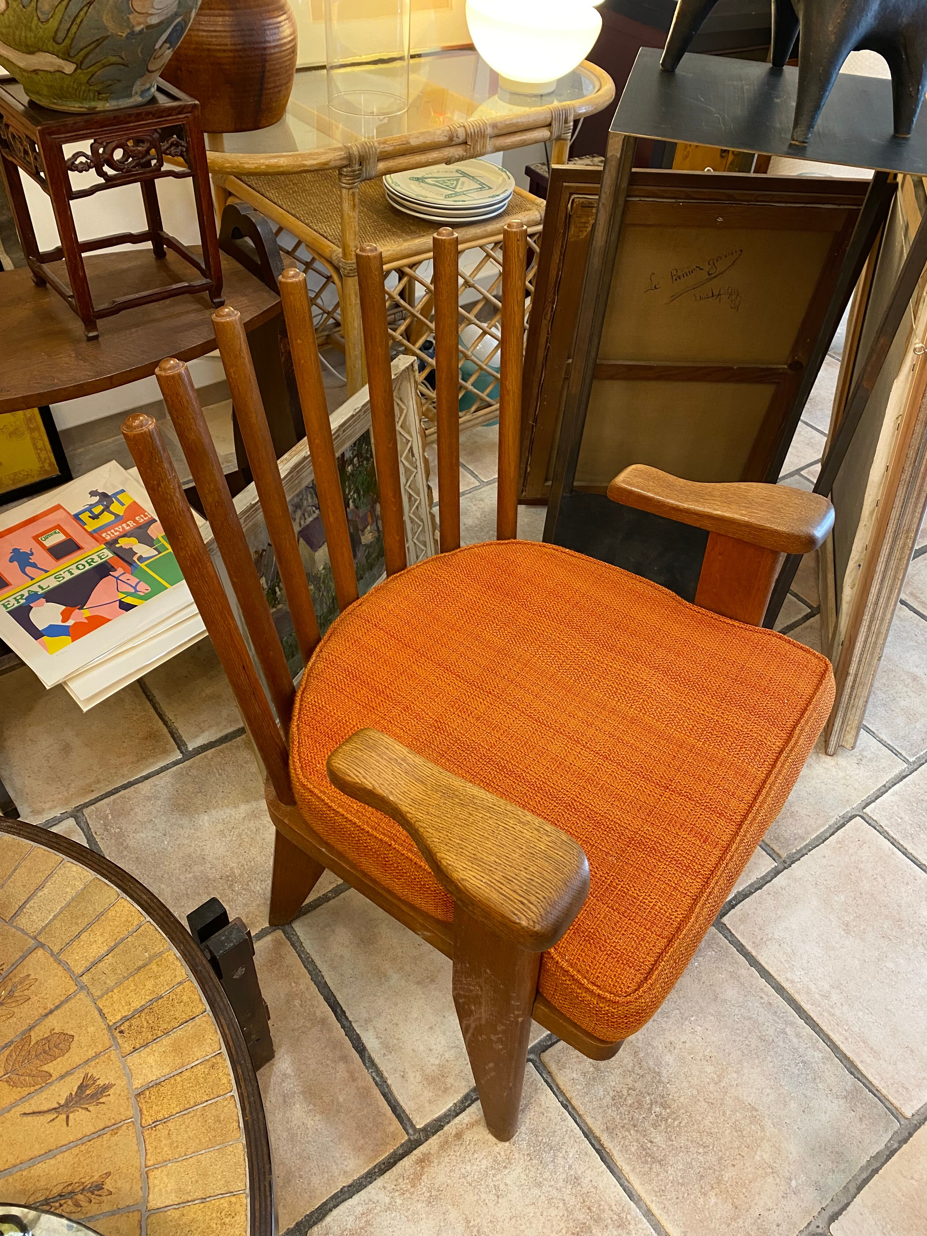 Wooden armchair Guillerme and Chambron 1960