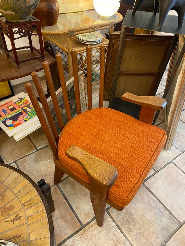 Fauteuil en bois Guillerme et Chambron 1960