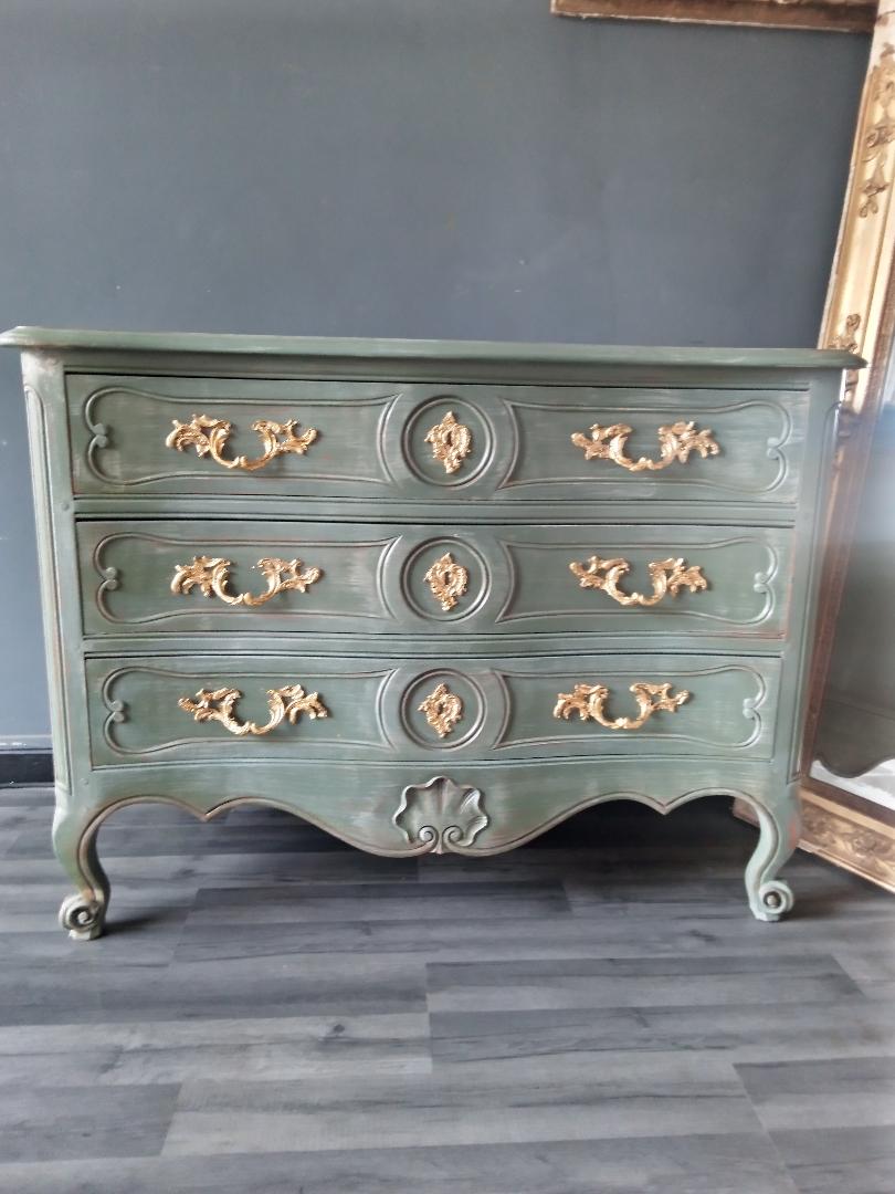 Louis xv style patinated chest of drawers