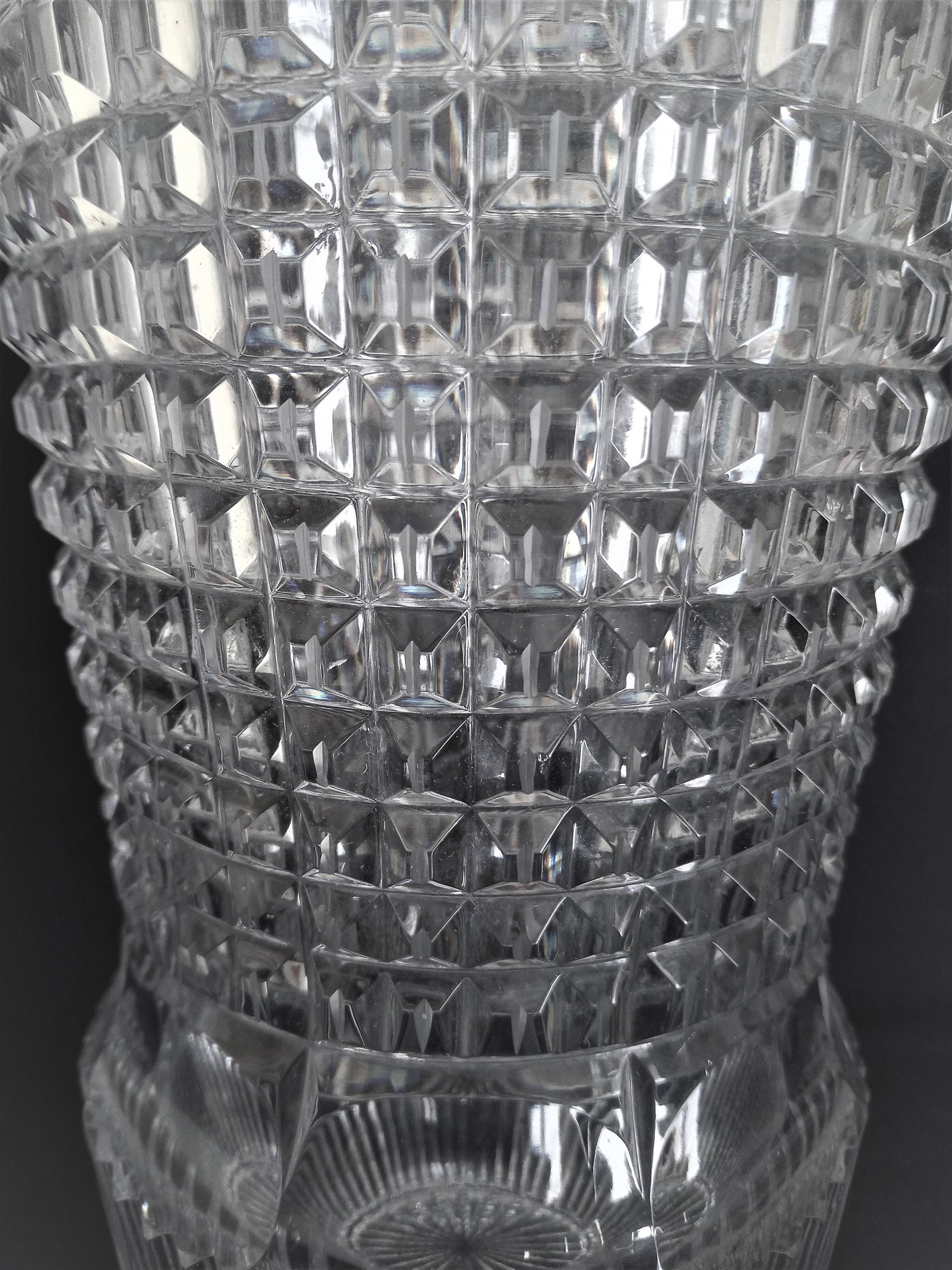 Art Deco vase in cut crystal, h - 32 cm.