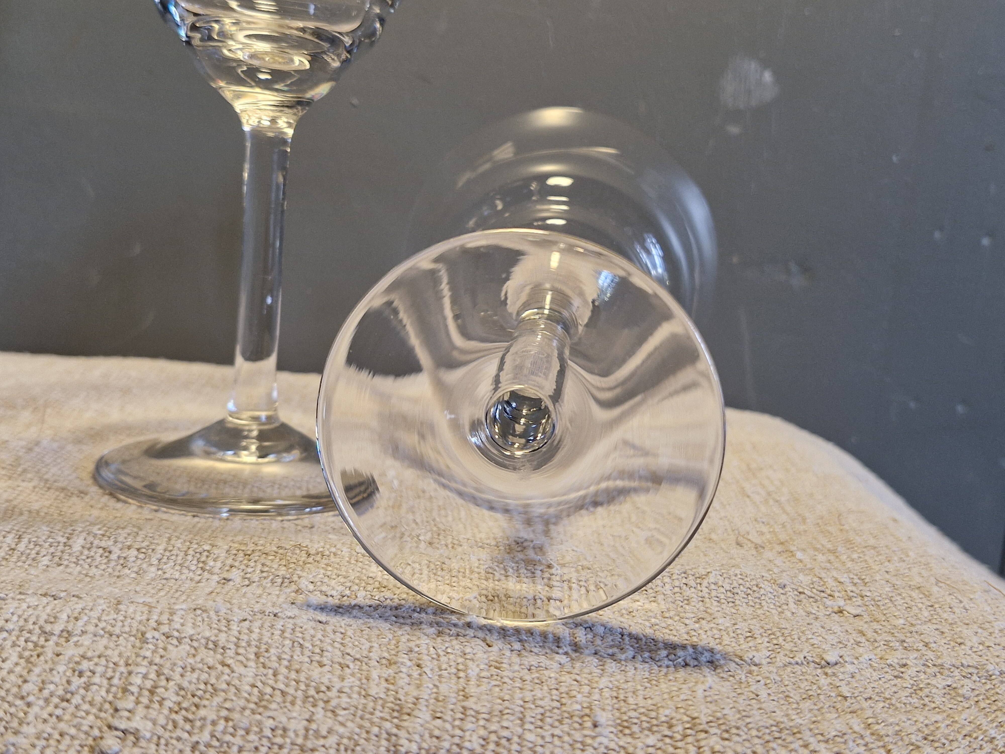 4 antique water glasses, engraved and cut crystal - 1940s