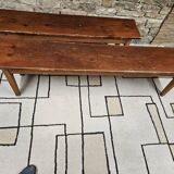 Lot deux bancs de ferme sapin vintage