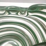 Murano Glass Bowl or Ashtray with Green Canes and Aventurine Glass, Italy