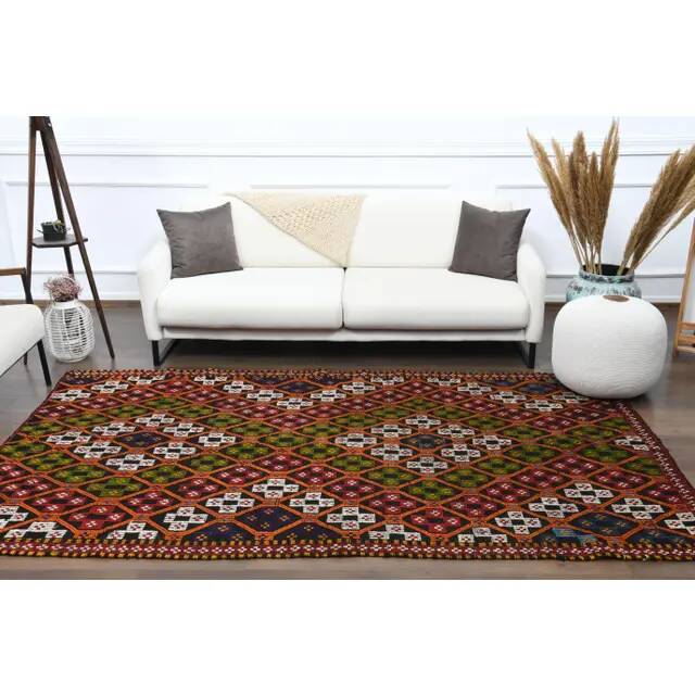 1970s Vintage Turkish Hand-Knotted Wool Cotton Brown Area Rug 159x278