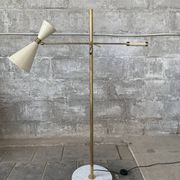 Midcentury brass and marble diablo floor lamp, Italy 1960s