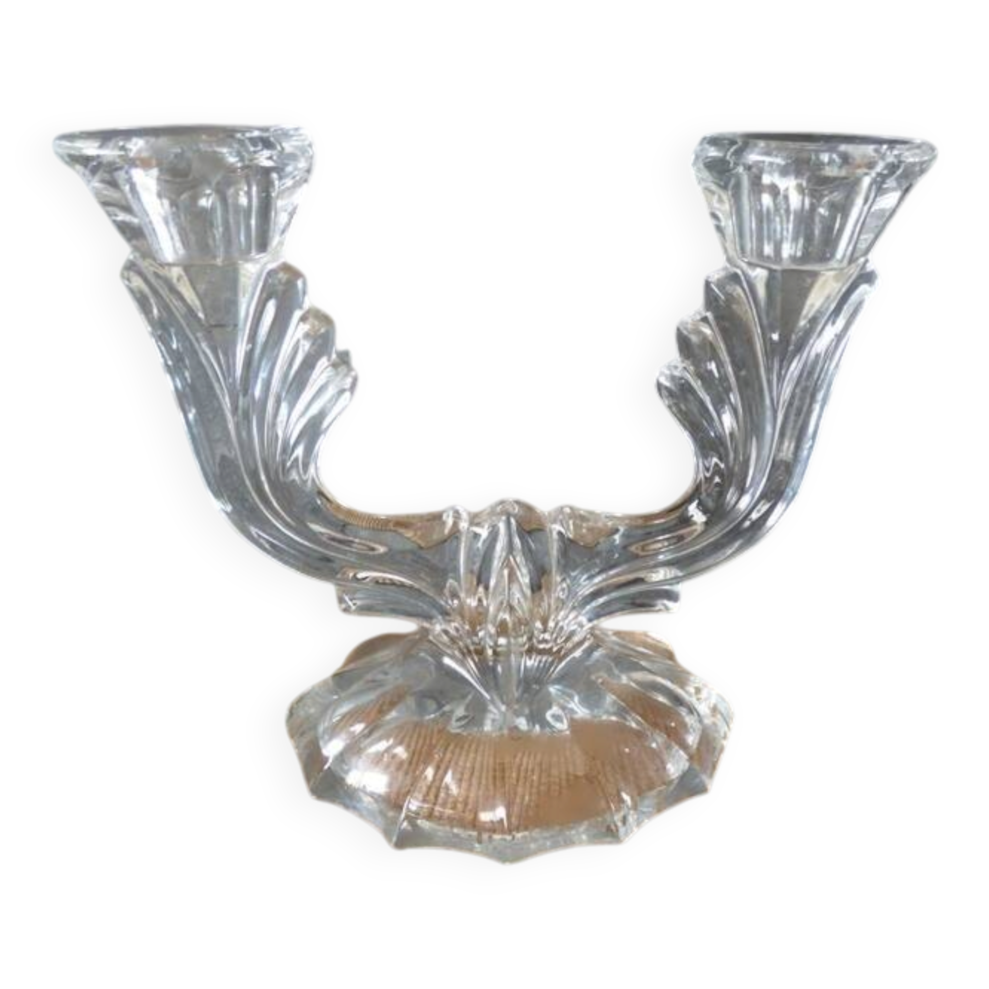 Chic two-armed candlestick chandelier in crystal glass / Excellent condition