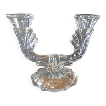 Bougeoir chandelier chic à deux bras  en verre cristal /Excellent état