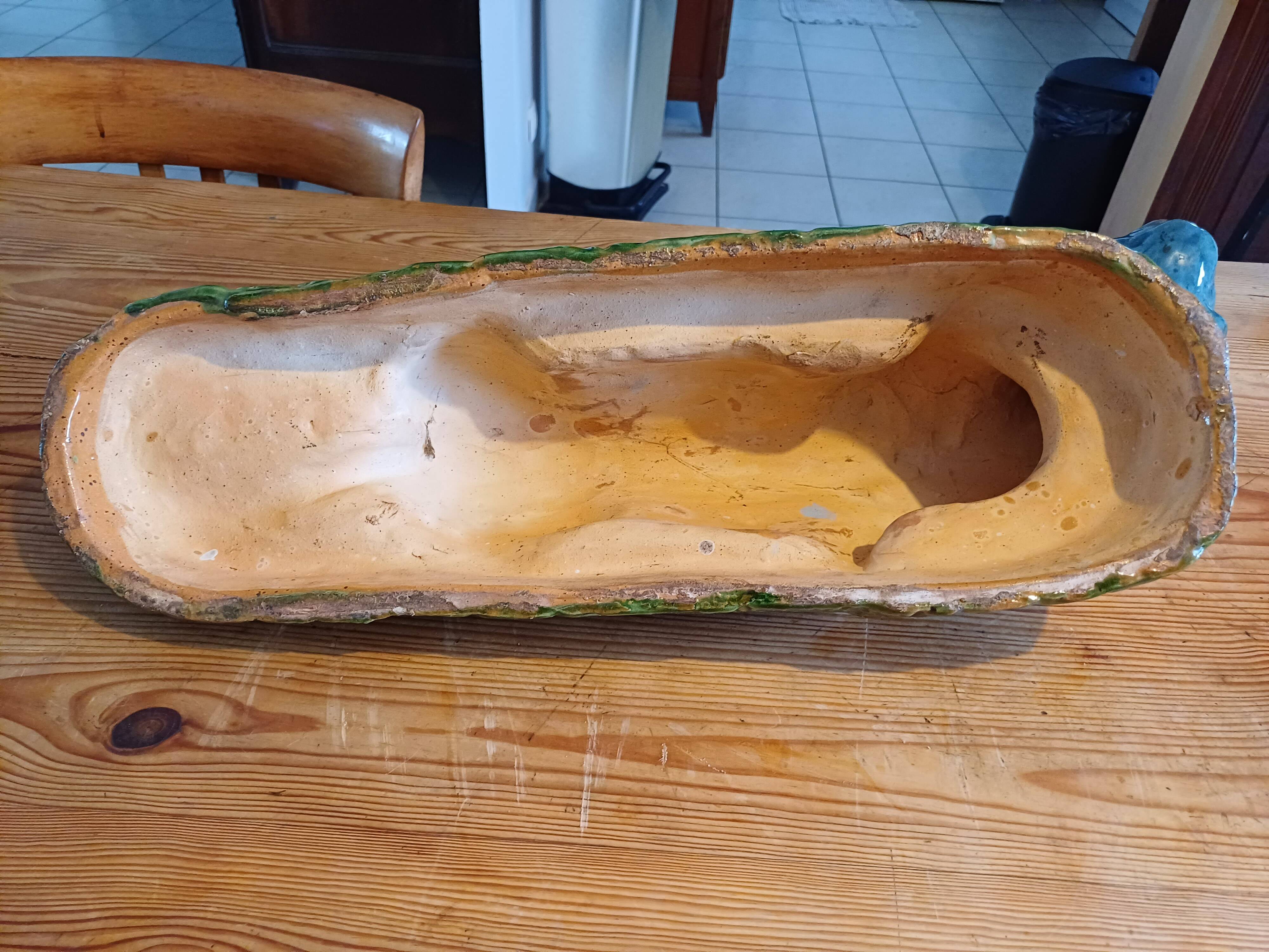 Blue and green Panther glazed ceramic