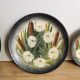 Vintage Hand-Painted Clay Plates: 1970s Yugoslavian Floral Wall Decor