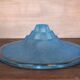 Vintage Art Deco ceiling light, suspension bowl with geometric patterns, blue dish, interior decor.