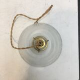 Vintage holophanous glass pendant lamp