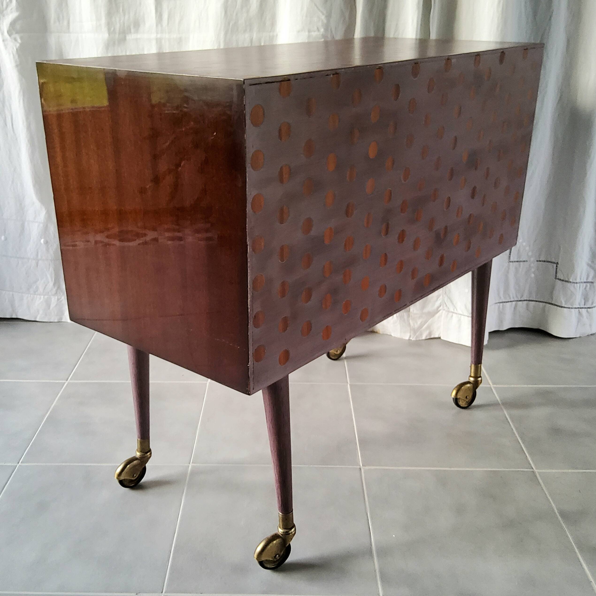 Vintage bar cabinet on casters