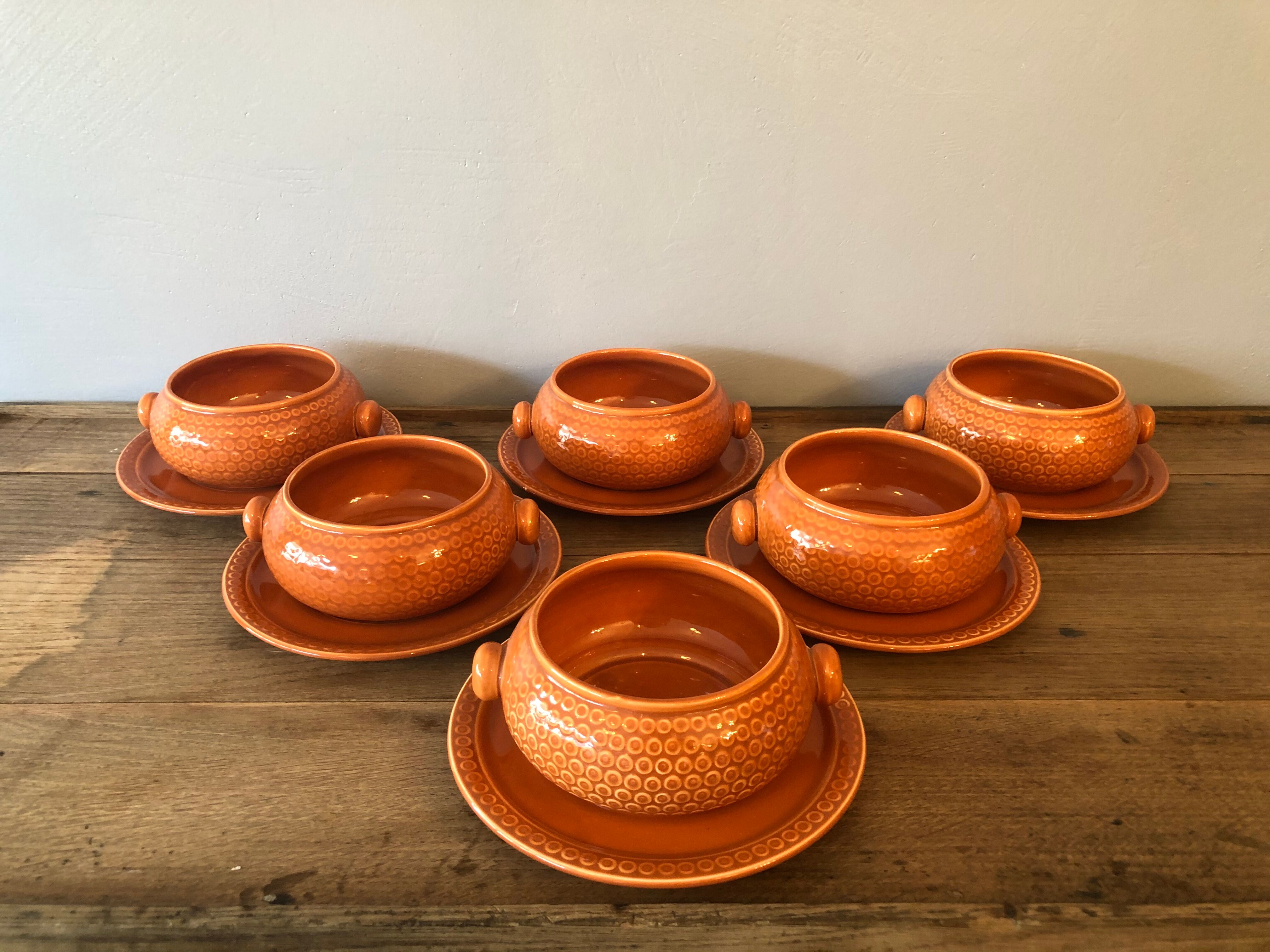 Set of 6 Gien soup bowls