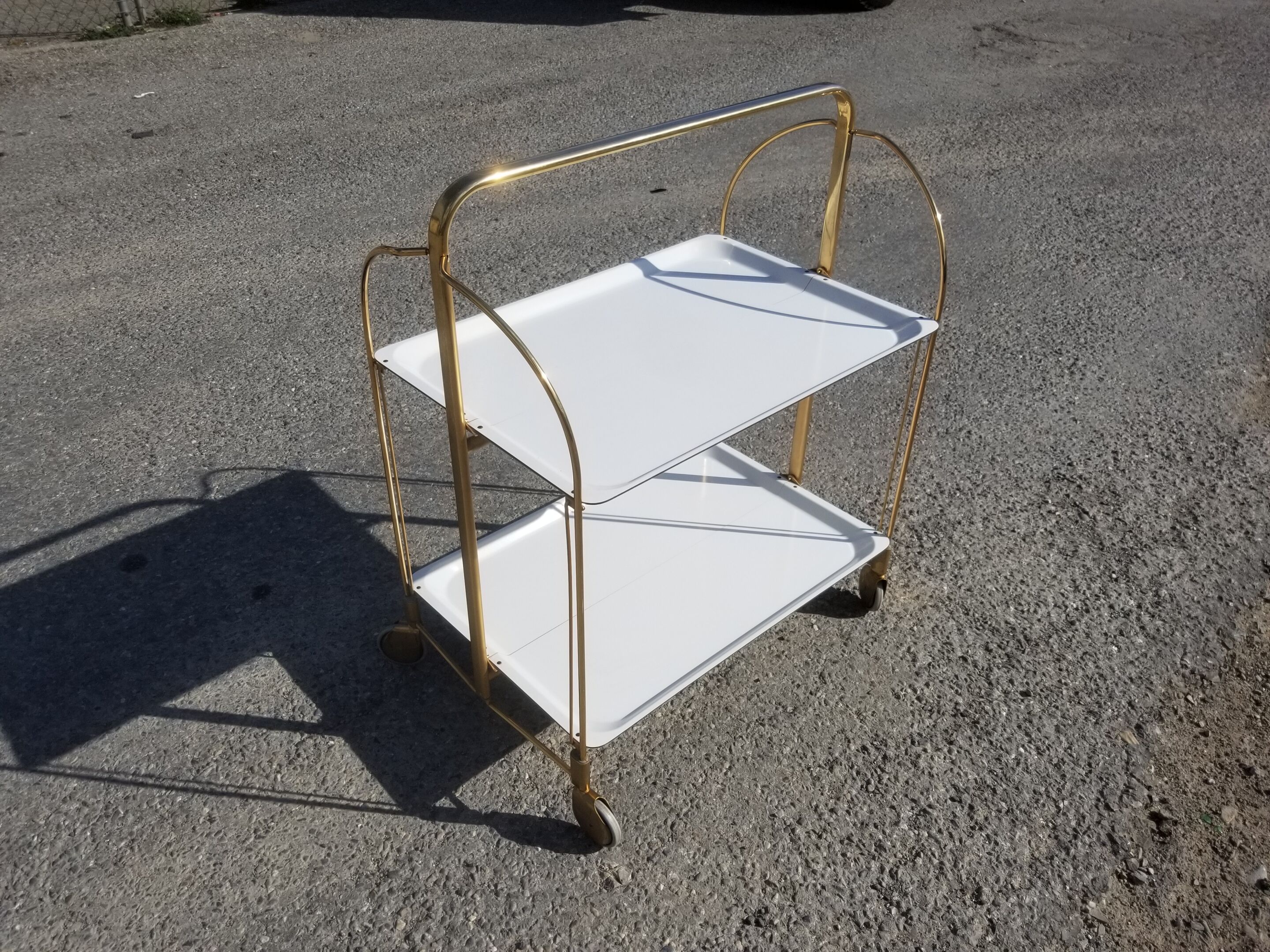 Formica white folding wheeled service 60s
