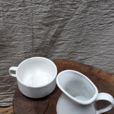 Coffee set 5 cups with Mehun white porcelain milk pitcher (France)