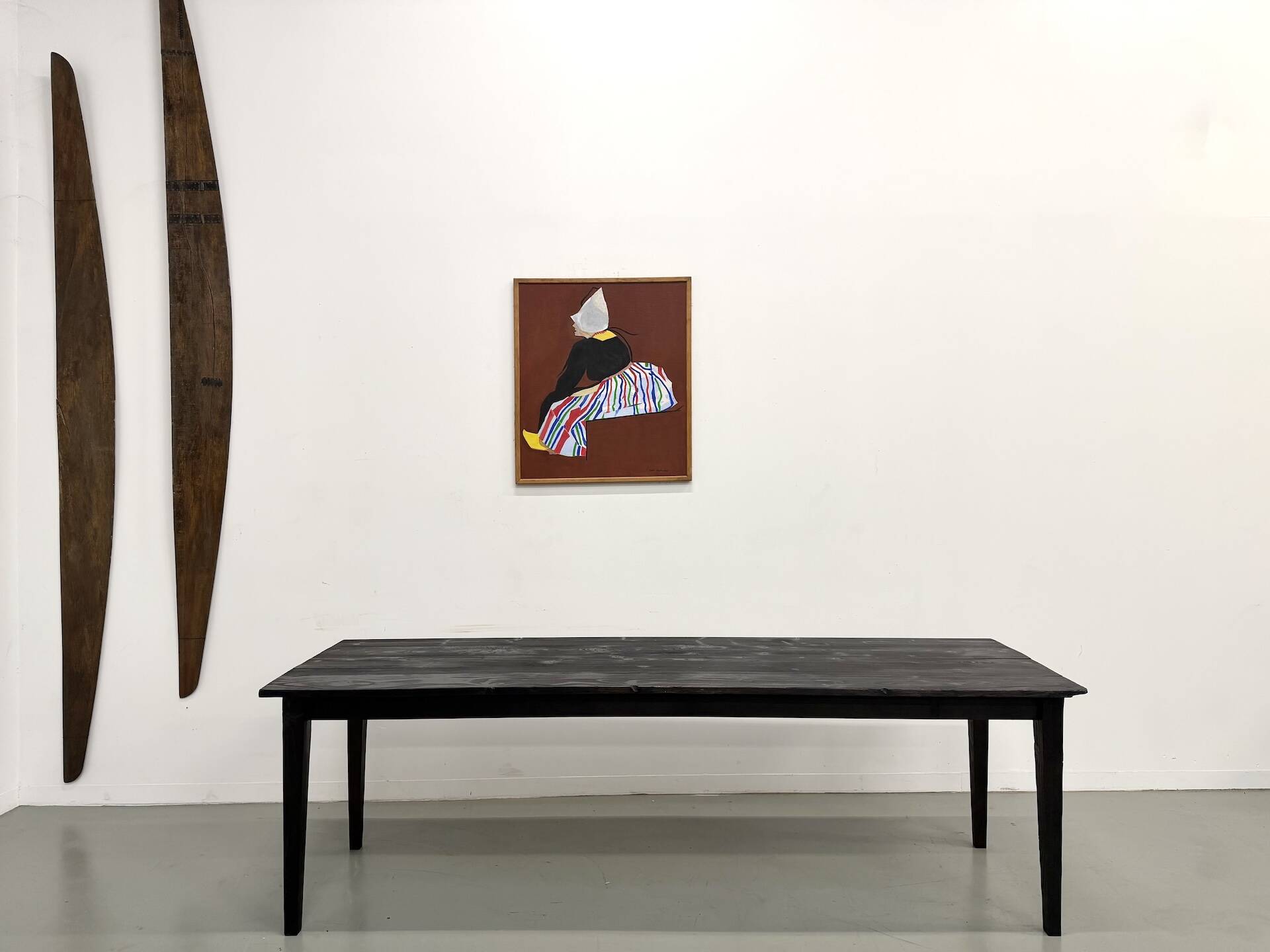 Large 1950s Farm Table in Burnt Wood (Shou Sugi Ban) – L245 cm