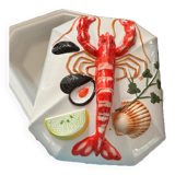 Ceramic dish with slip lid lobster decor