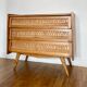Vintage wooden and rattan chest of drawers