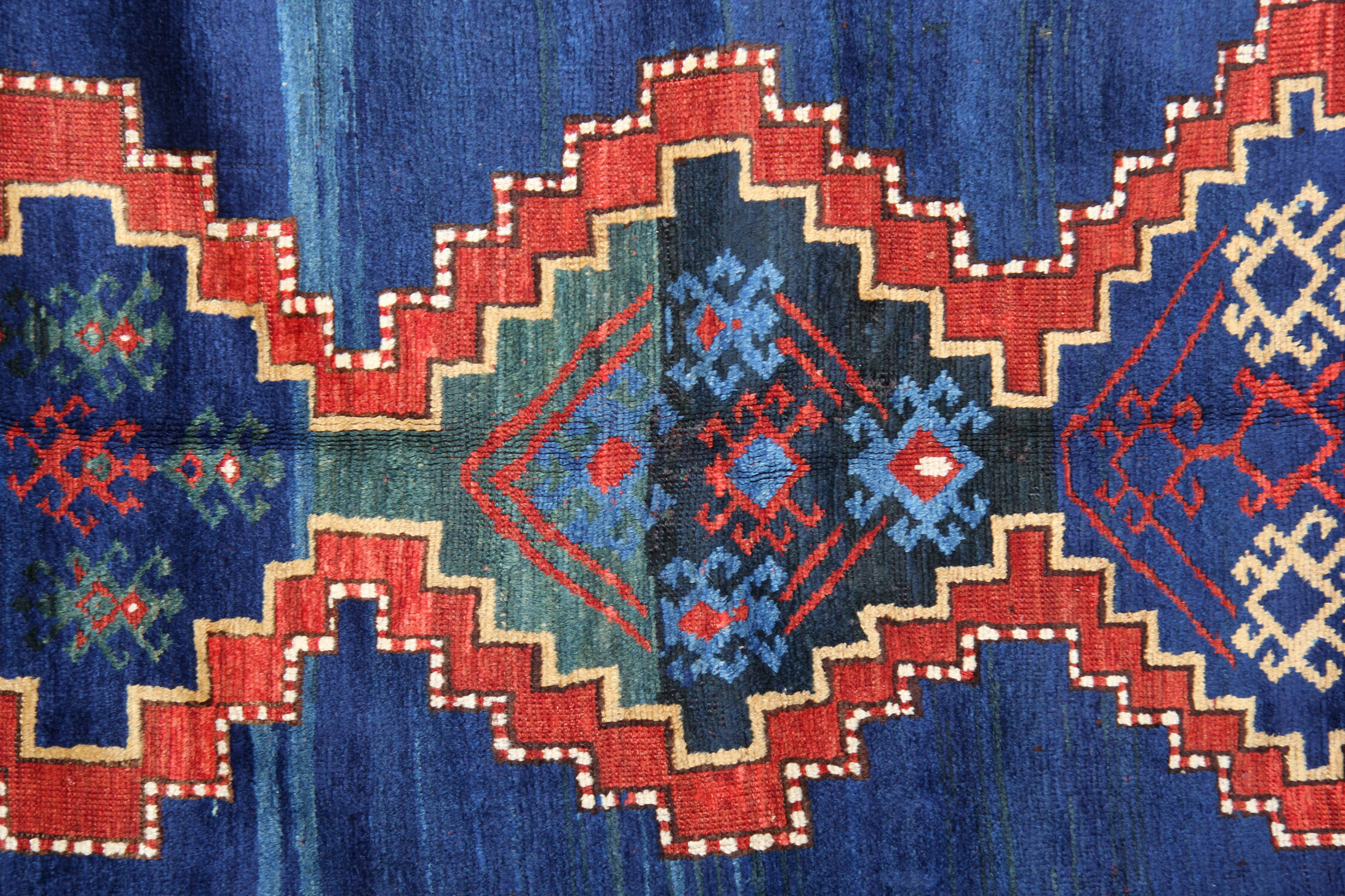 Antique caucasian area rug- handwoven wool kazak rug