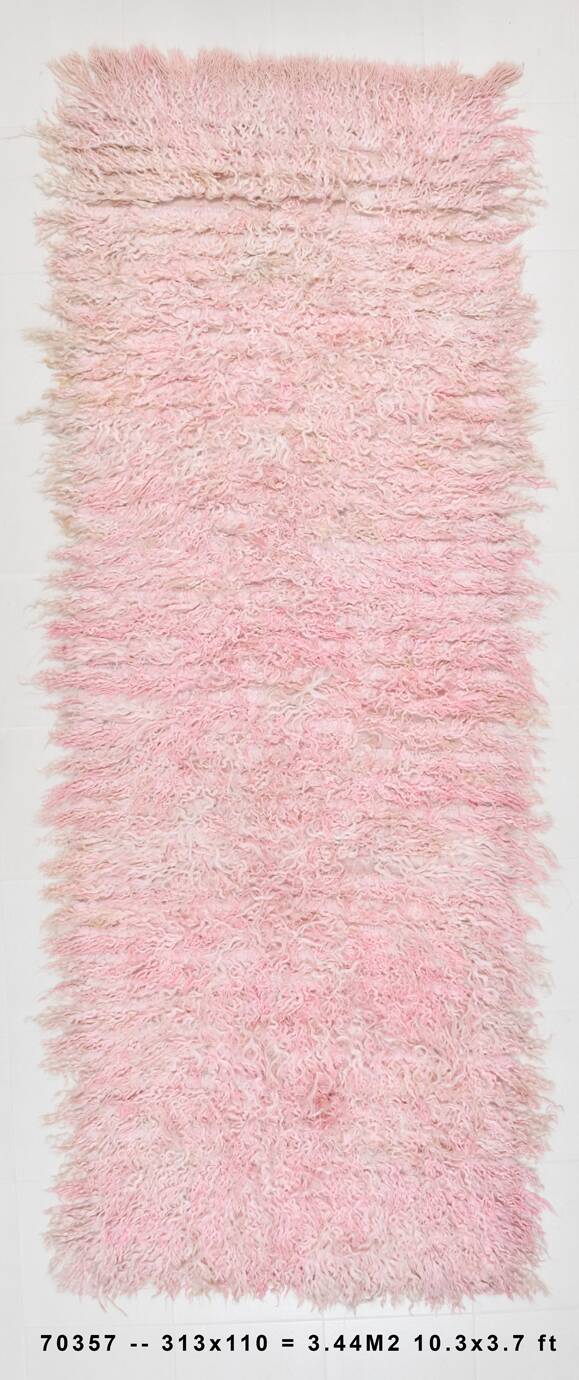 Tapis de couloir turc vintage rose pastel doux 3x10, 110x313 cm SK 70357