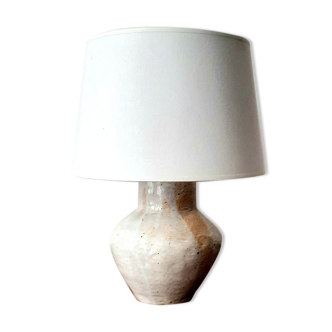 Brutalist table lamp in white enamelled ceramic Vintage of the 50s / 60s