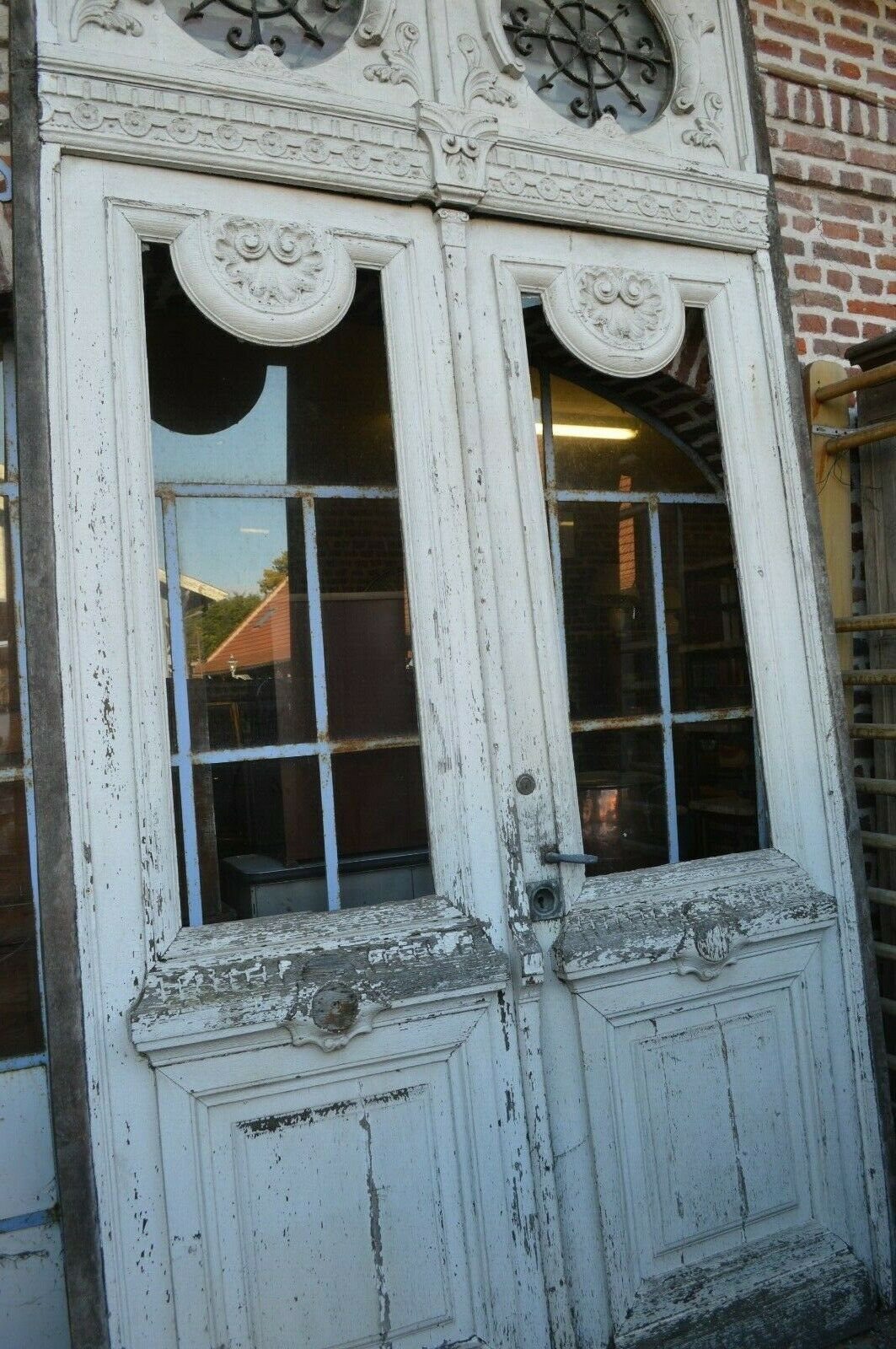 double oak entrance door with its frame