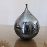 Vase " figue " en céramique noire irisée vintage