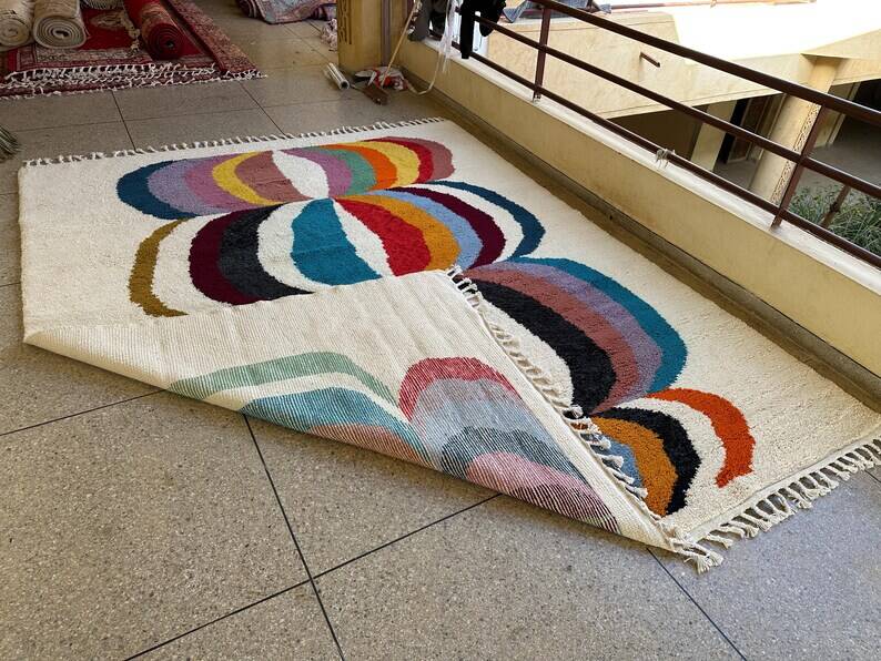 Beni Ourain Rug, Moroccan Abstract Wool Carpet 150/250cm