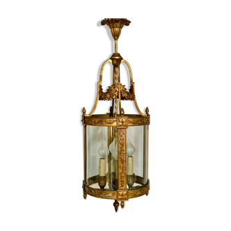 Lanterne 4 feux style Louis XVI en bronze guirlande de fleurs 70