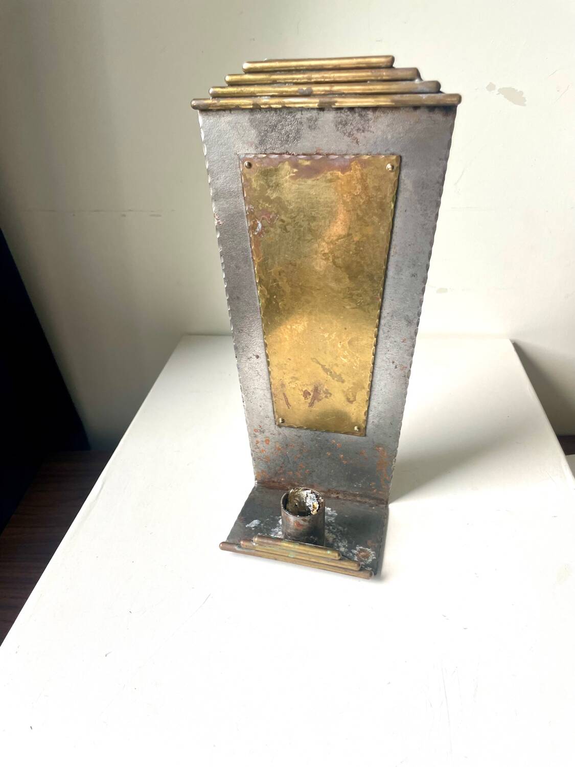 Art Deco metal & Brass Wall Candle Sconce