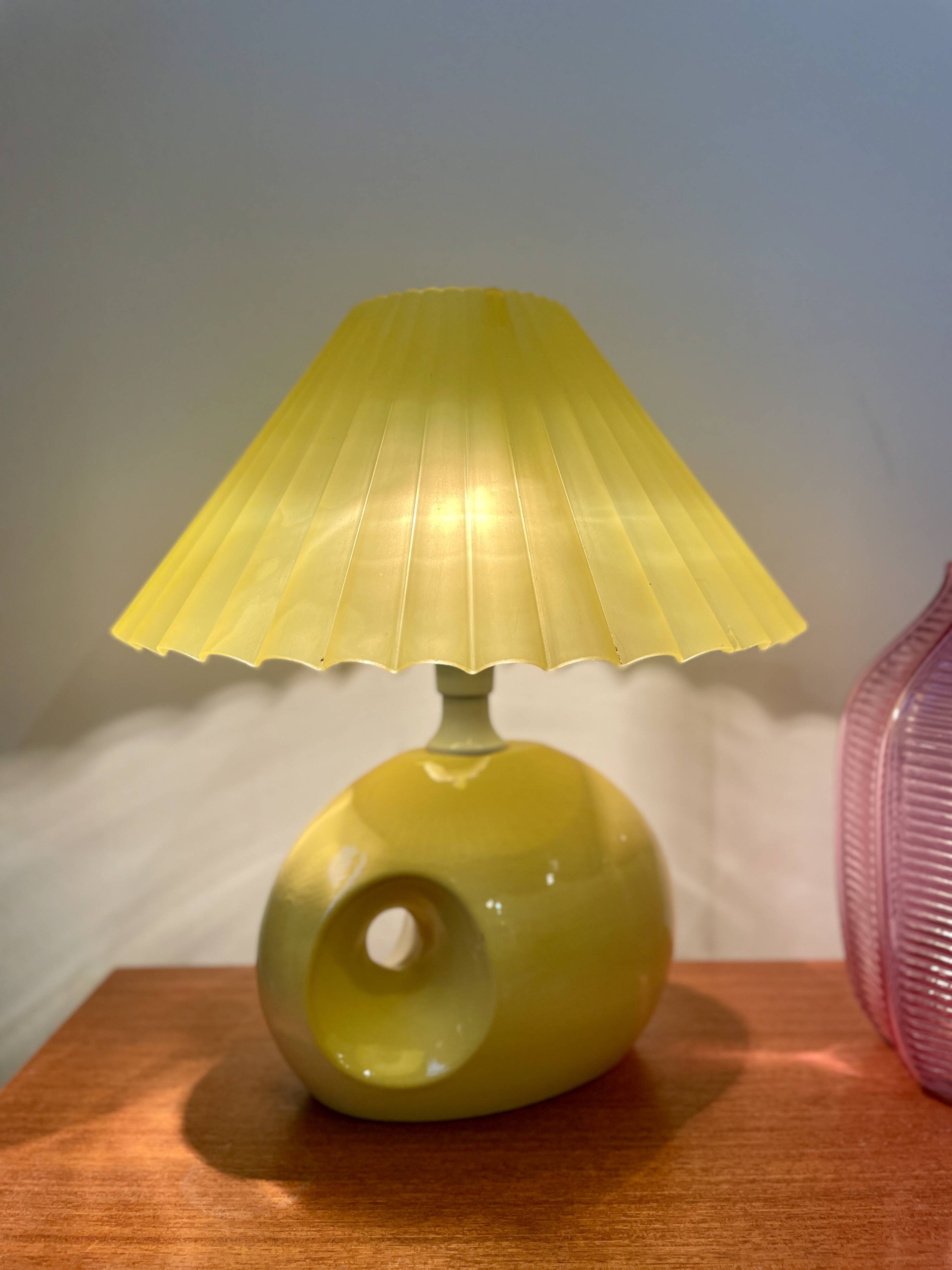 Yellow ceramic lamp organic shape
