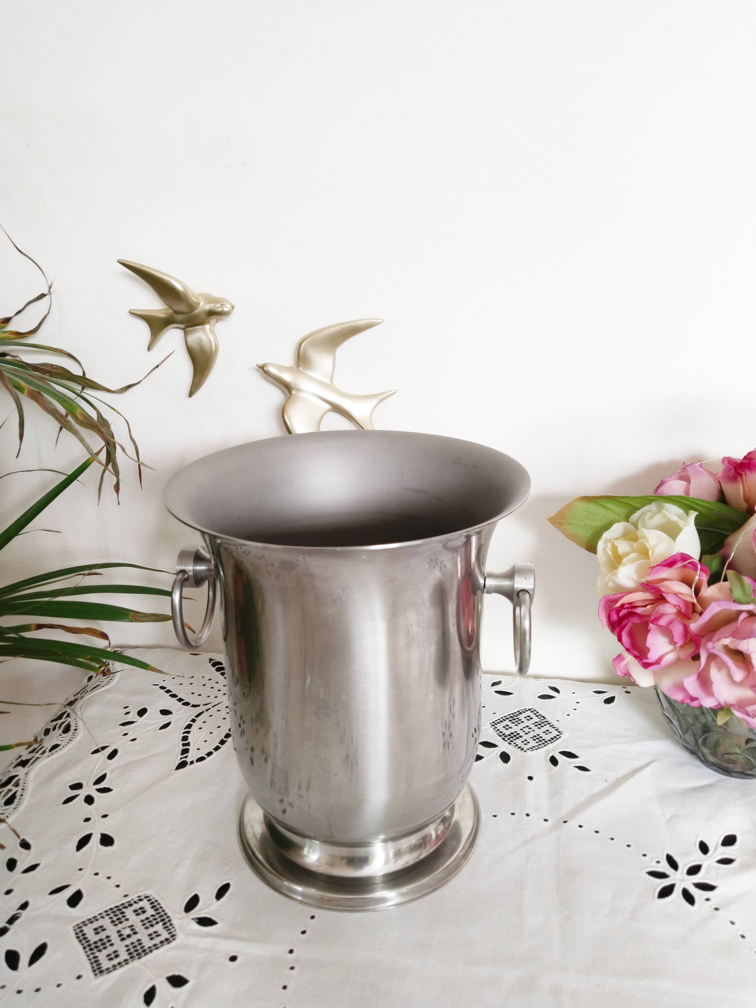 Jean Couzon stainless steel Champagne bucket, ice bucket, cooler