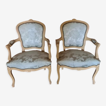 Pair of cabriolet armchairs Louis XV style