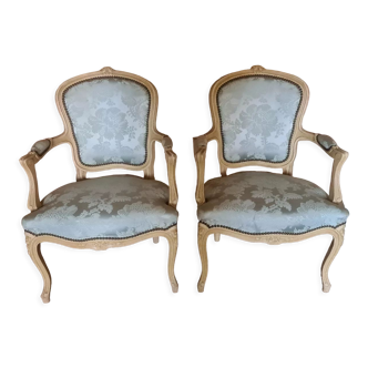 Pair of cabriolet armchairs Louis XV style