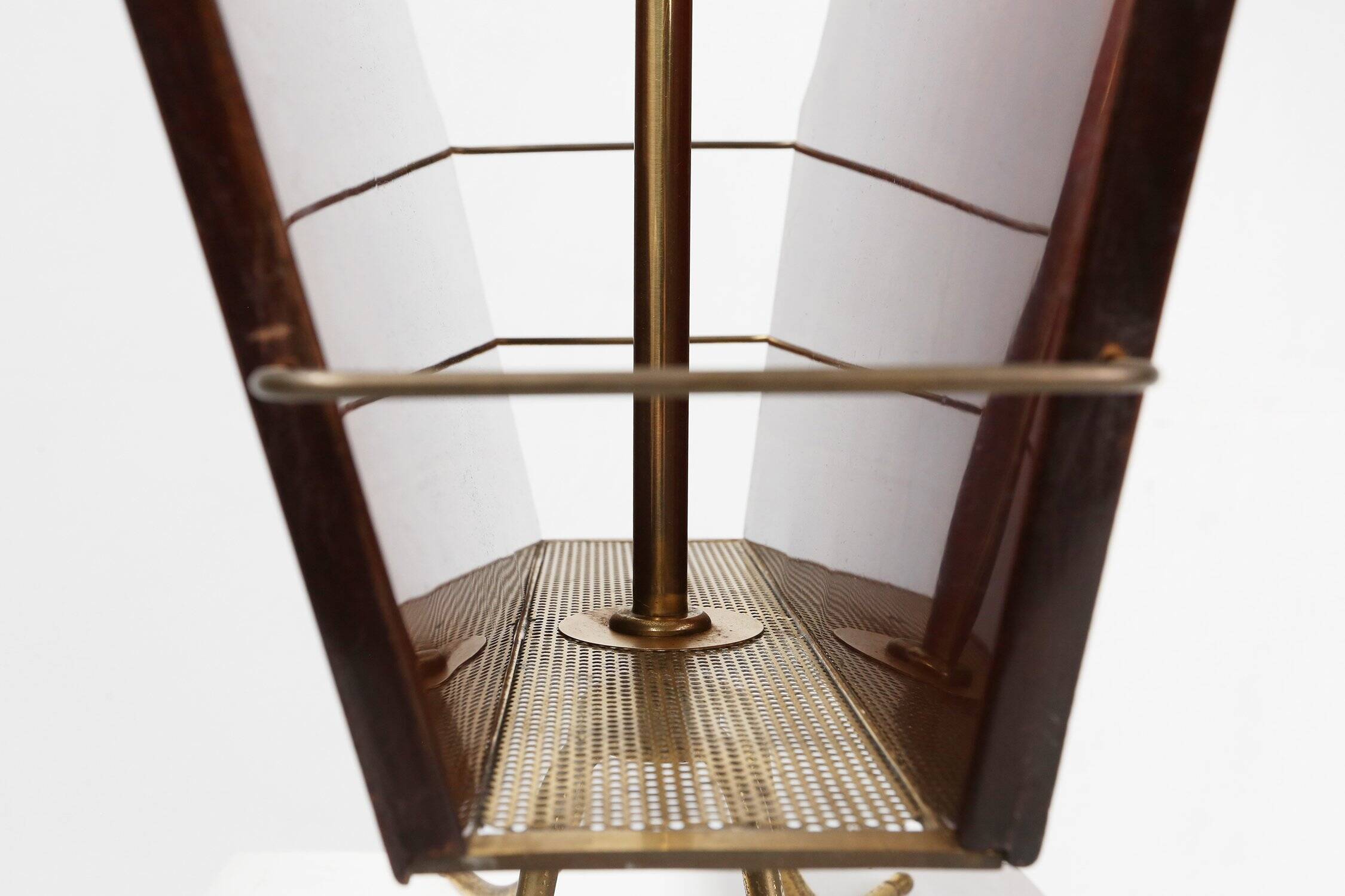 Magazine Rack with Messing Decorations and Feet, France ca. 1950