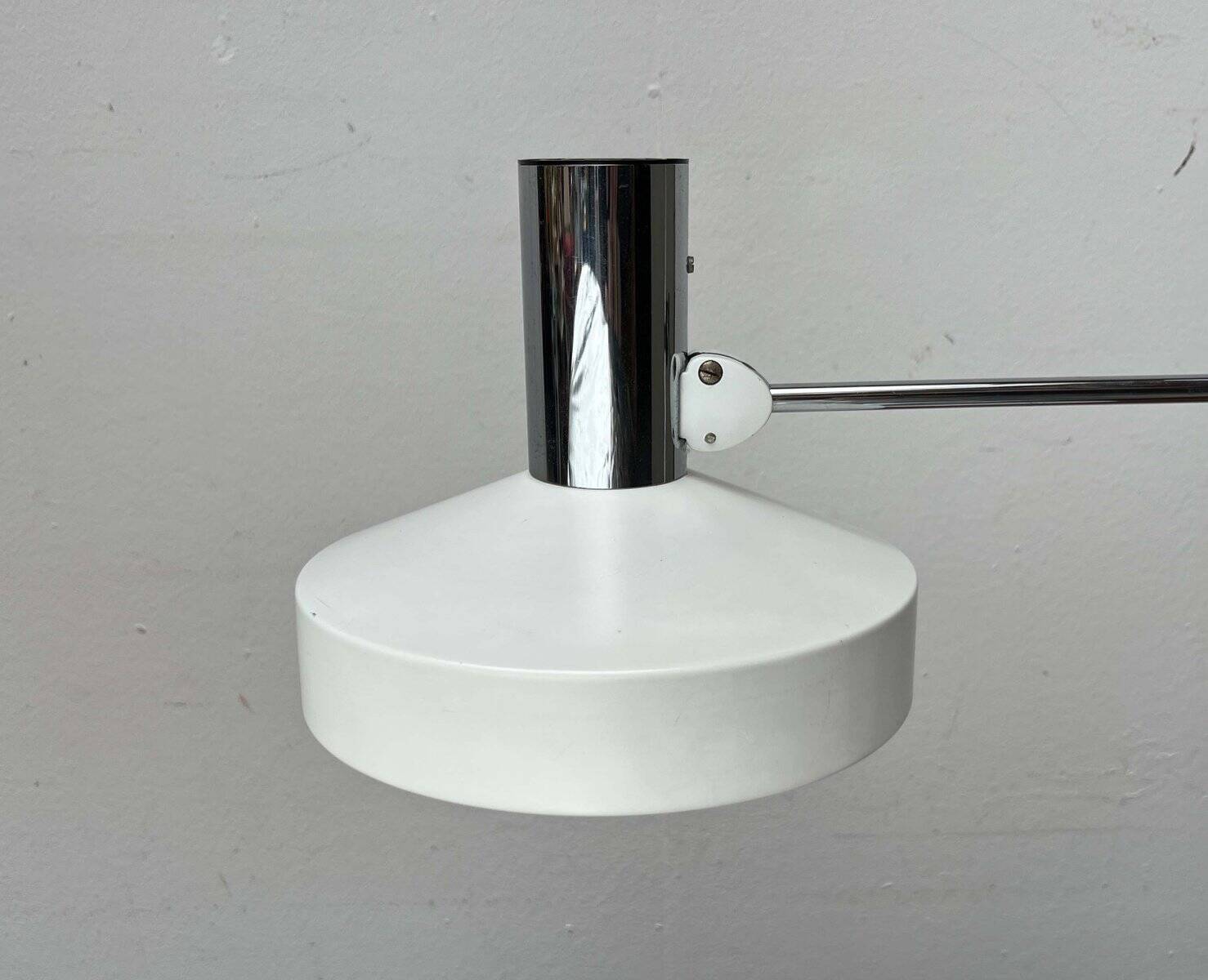 Mid-Century Modern German Minimalist White and Chrome Table Lamp from Kaiser Leuchten, 1960s