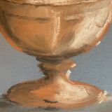 Signed painting Pastel terracotta "terracotta candy box" indigo paper