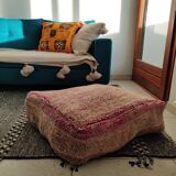 Purple vintage Berber pouf