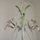 French Vintage 3 Light Pink Lily Flower Cage Style Metal Chandelier 5470