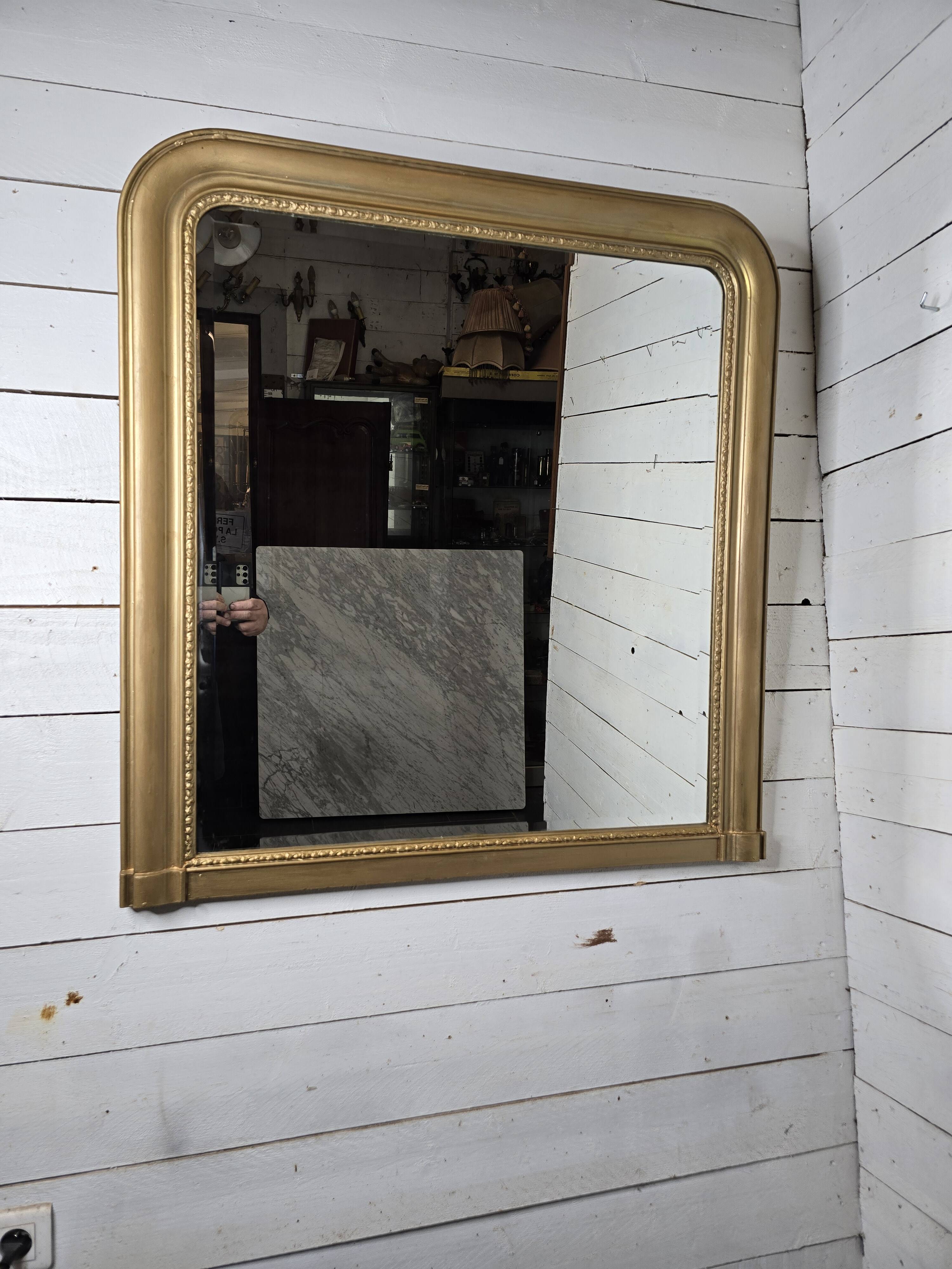 Old Louis Philippe style gilded mirror beveled mirror