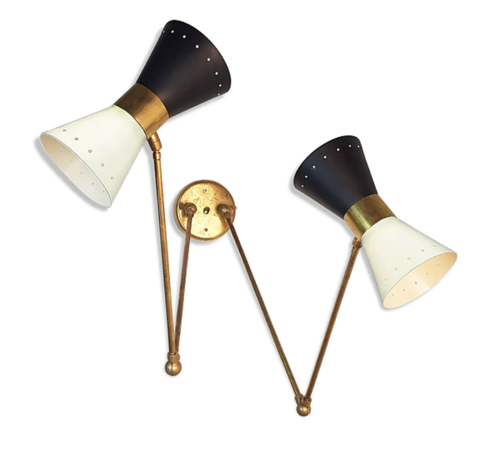 Double italian black and white wall sconce